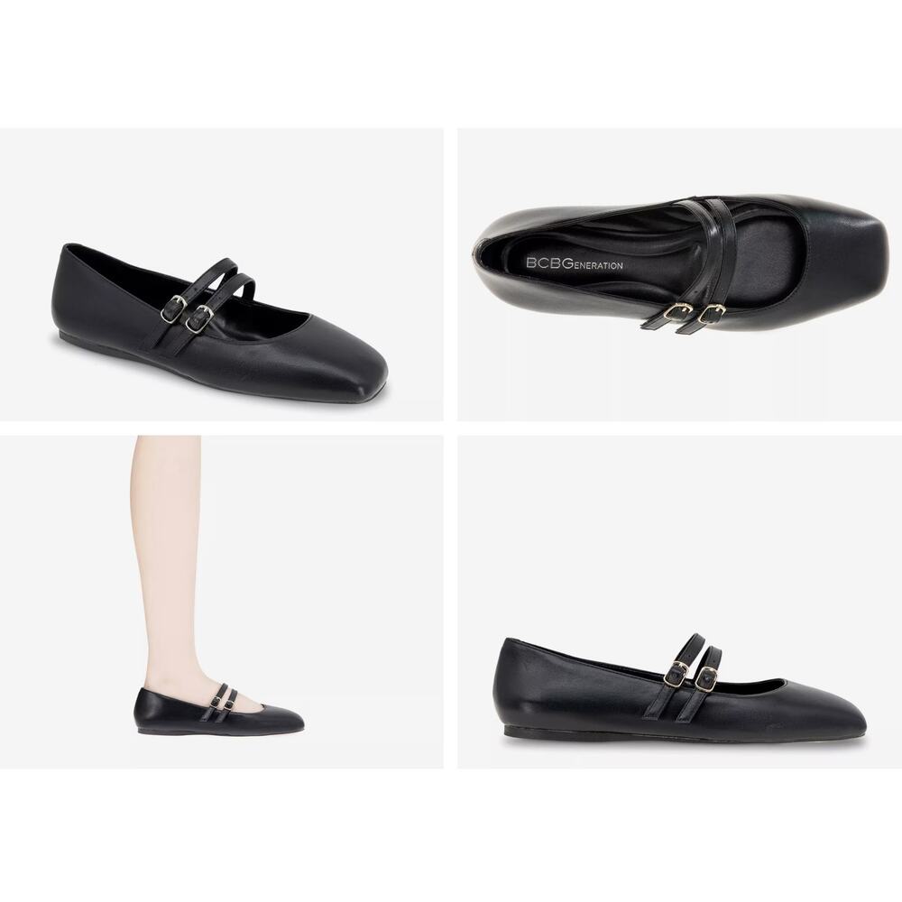 NWB BCBGeneration Harisa Mary Jane Flats Black Solid Women's Size 9